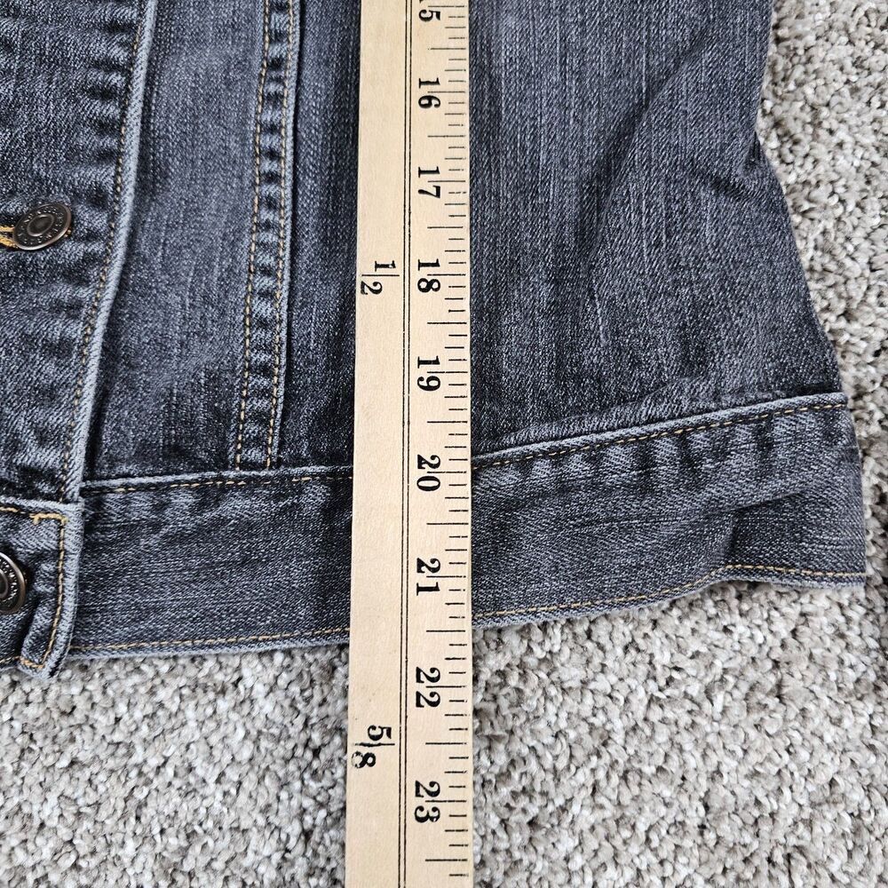 Vintage Gap Denim Jacket Womens Youth Medium Black Stretch Trucker Y2K Button - Picture 8 of 9